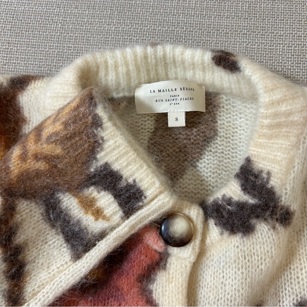 Sezane Manea Cardigan Merveille Print Mohair Sweater Knit - Picture 8 of 13